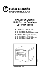 Fisher Marathon 21000 Centrifuge - User manual