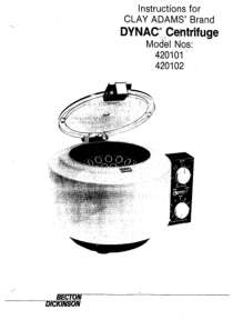 Clay Adams Dynac 420101,420102 Centrifuge - User manual