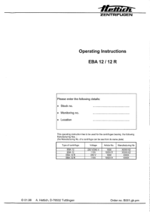 Hettich EBA 12 Centrifuge - User manual