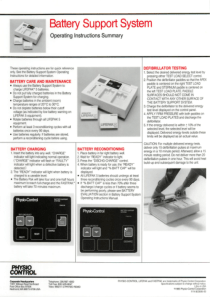 Physio Control Battery Support System for Defibrillator - Service manual