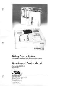 Physio Control Battery Support System Lifepak5 Defibrillator - Service manual