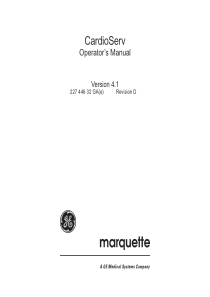 GE CardioServ - User manual