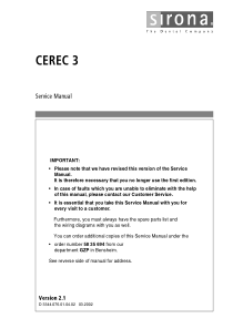 Sirona Cerec 3 Dental Unit - Service manual