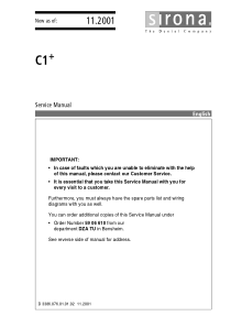 Sirona C1+ Dental Unit - Service manual