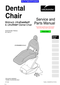 Midmark UltraComfort, UltraTrim Dental Chair - Service manual