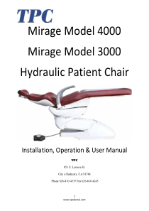 TPC Mirage 3000, 4000 Dental Chair - User and installation manual