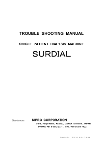 Nipro Surdial Dialysis Machine - Trouble shooting manual