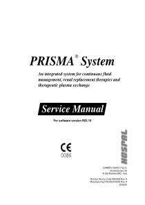 Hospal Prisma Fluid Management System - Service manual
