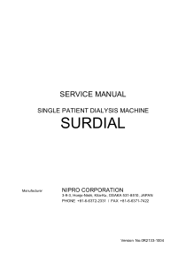 Nipro Surdial Dialysis Machine - Service manual (1004)