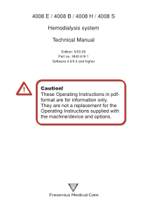 Fresenius 4008 Hemodialysis System - Technical manual
