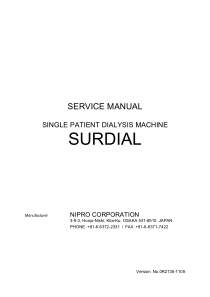 Nipro Surdial Dialysis Machine - Service manual (1105)