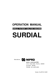 Nipro Surdial Dialysis Machine - User manual