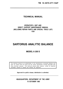 Sartorius A-200-S Analytic Balance - Service manual