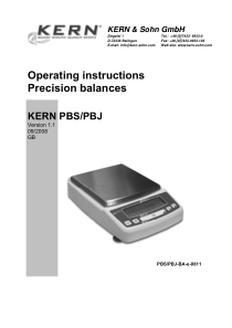 Kern PBS, PBJ Precision Balance - User manual