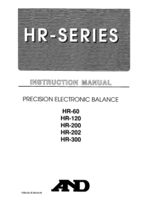 AND HR-Series Precision Balances - User manual