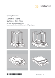 Sartorius Talent, Gem, Gold Precision Balance - User manual