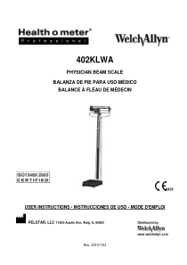 Welch Allyn Beam Scale 402KLWA - User manual (en,es,fr)