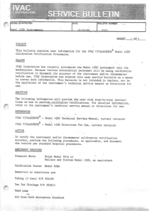 Ivac Vital Check 4200 Patient Monitor - Service bulletin
