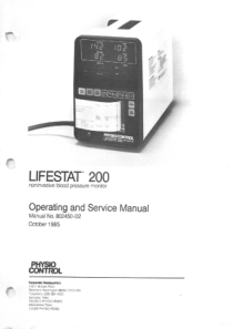 Physio Control Lifestat 200 BP Machine - User and service manual