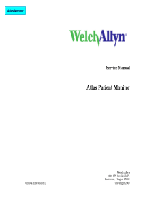 Welch Allyn Atlas Patient Monitor - Service manual 2007