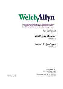 WelchAllyn Vital Signs 52000 - Service manual