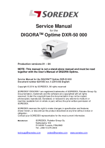 Soredex Digora DXR-50000 Imaging Plate System - Service manual