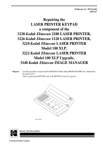 Kodak Ektascan Laserprinter - Keypad repair manual