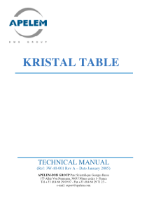 Apelem Kristal X-Ray Table - Technical manual