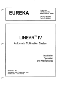 Eureka Linear IV Automatic Collimation System - Service and user manual