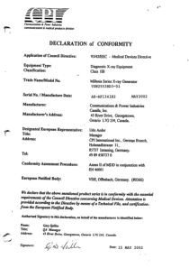 CPI Millenia, Indico 100 X-Ray Machine - Service manual