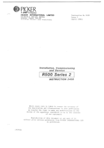 Picker R500-2 X-Ray - Service manual