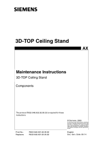 Siemens 3D-Top Ceiling Stand - Maintenance manual