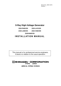 Shimadzu ZUD-P40 X-Ray - Installation manual