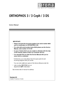 Sirona Orthophos 3 Dental X-Ray - Service manual