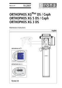 Sirona Orthophos XG Dental X-Ray - Maintenance instructions