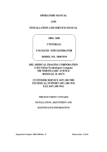 Universal Unimatic 325D X-Ray - Schematics