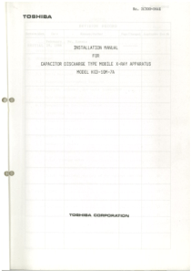 Toshiba KCD-10 X-Ray - Installation manual