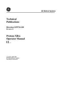 GE Proteus XR-a X-Ray - User manual