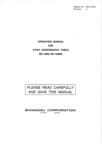 Shimadzu BK120 X-Ray - User manual