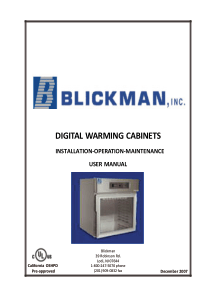 Blickman Warming Cabinet - Maintenance manual