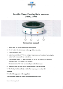 Medax_Paraffin_Tissue_Floating_Bath_-_Instruction_manual