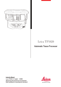 Leica TP-1020 Tissue Processor - Instruction manual