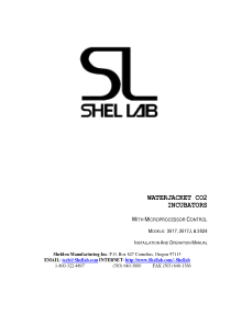 Sheldon SL Incubator - Installation and user manual