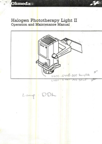 Ohmeda Halogen Phototherapy Light II - User manual