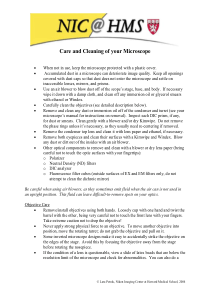 HMS - Care and Cleaning of your Microscope
