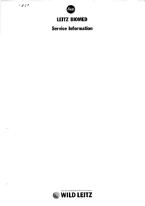 Leitz Biomed Microscope - Service manual
