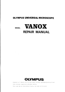 Olympus Vanox - Service manual