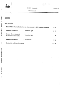 Leitz Micro Microscope - Service manual