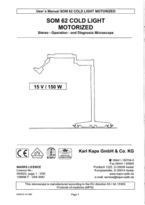 Karl Kaps SOM-62 Diagnostic Microscope - User manual