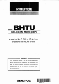 Olympus BH2 BHTU - User manual